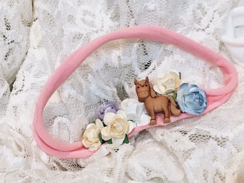 Baby Farm Horse & Cow Floral Boho Nylon Headband Set