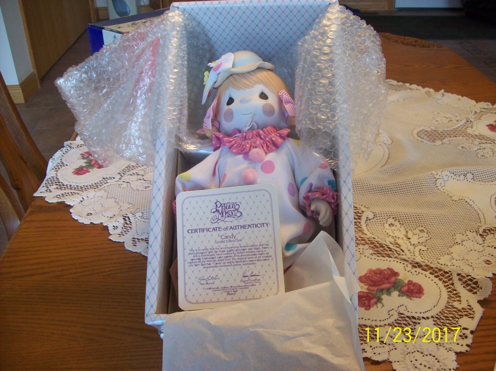 Precious Moments Vtg Candy & Bong Bong Clowns Porcelain Bisque Dolls NIB 1986