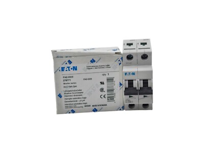 Eaton FAZ-D2/2 Circuit Breaker D-Curve 277/480VAC 2-Pole 2A, DIN Mount