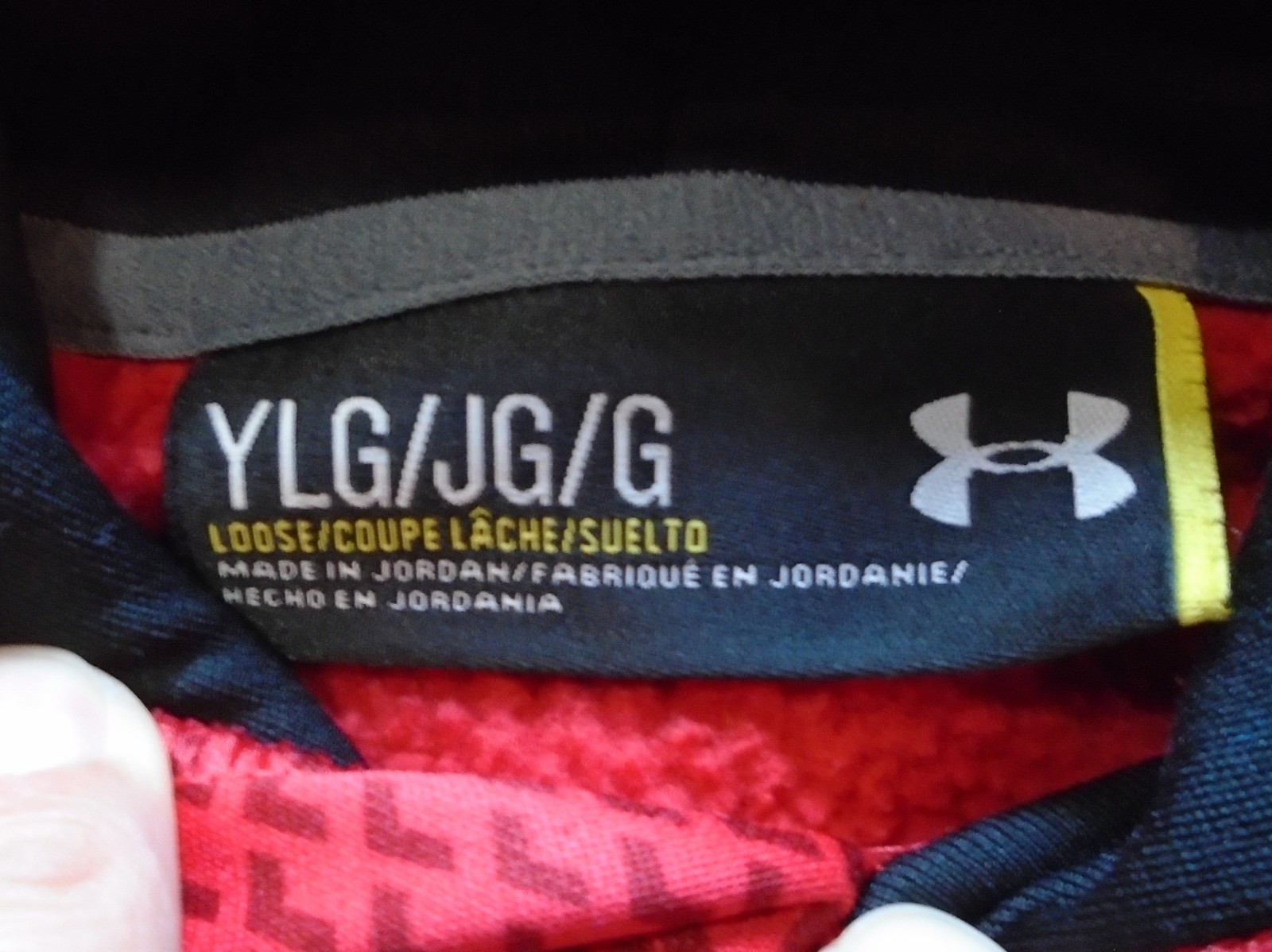 Youth Boys Large Under Armour Loose Storm Hoodie Sweatshirt Red/Black