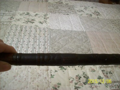 Hand Carved Wooden Antique Walking Stick Birds, Feather & Leaf Vines