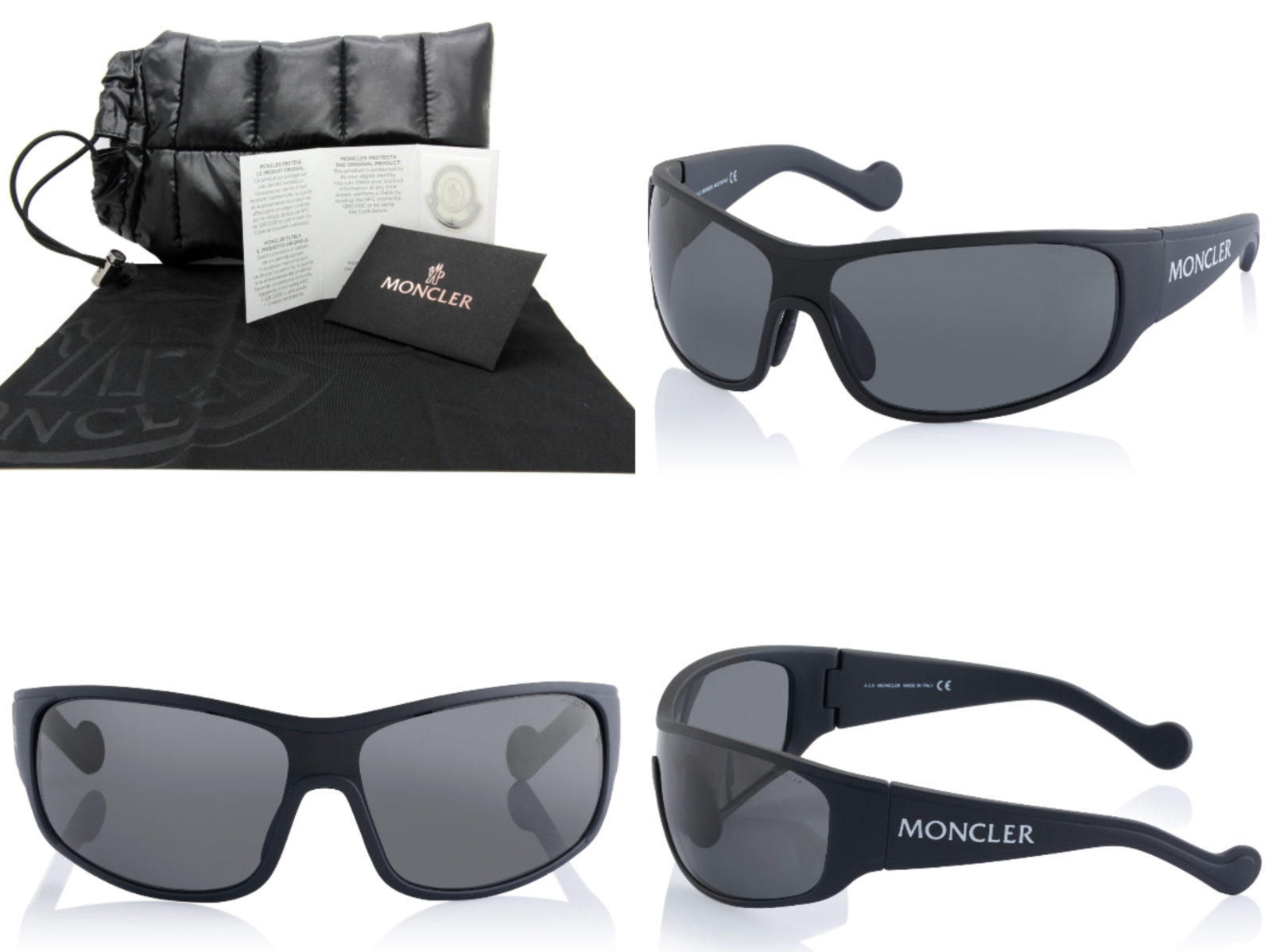 Pre-owned Moncler Eyewear Sunglasses Shield Glasses Ski Mask Visor In Gray