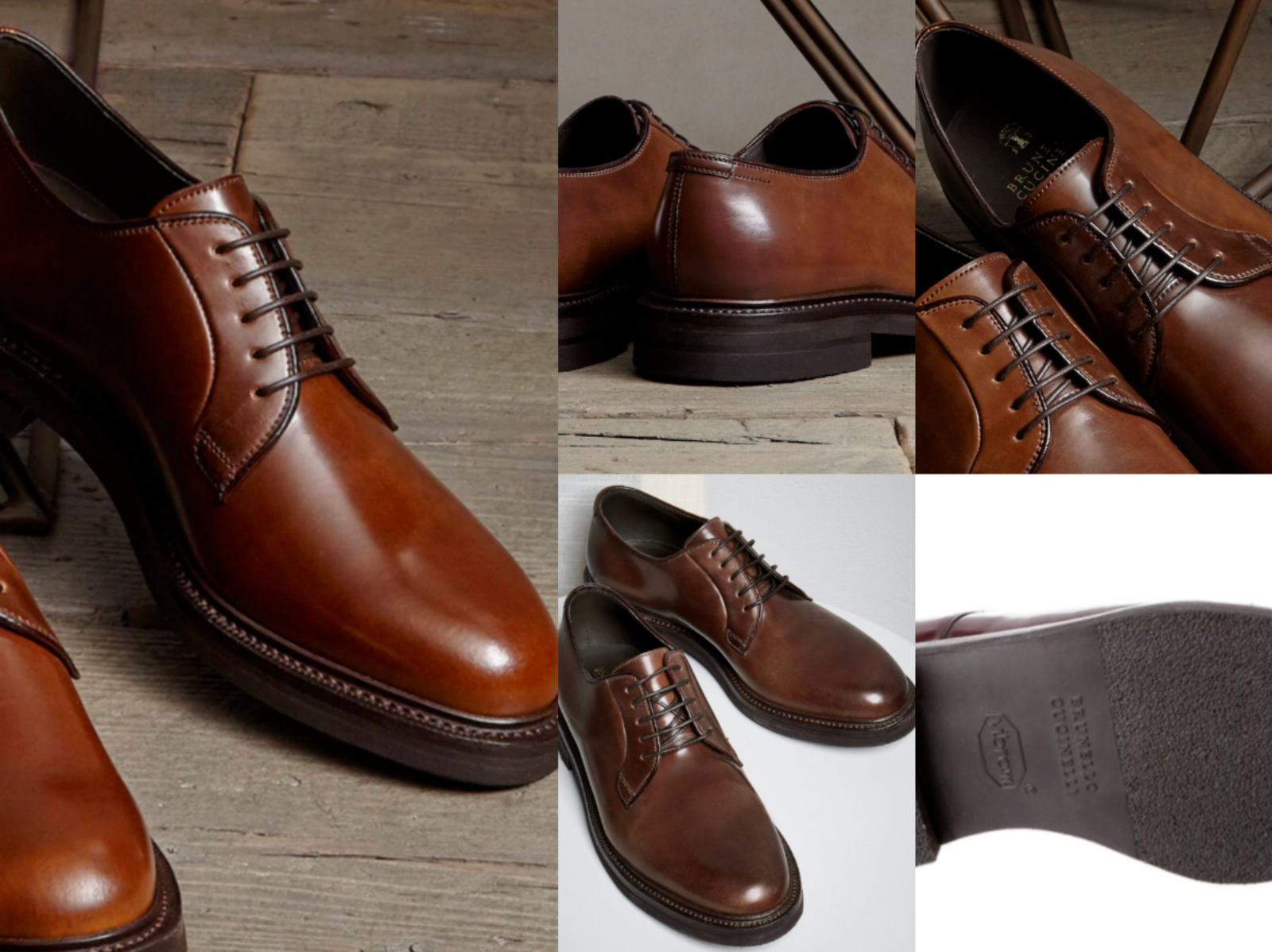 Pre-owned Brunello Cucinelli Goodyear Tech Vibram Sole Shell Cordovan Derby Shoes 41,5 In Brown