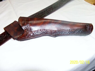 Embossed  holster & belt 9 inch barrel right hand cross draw Black powder