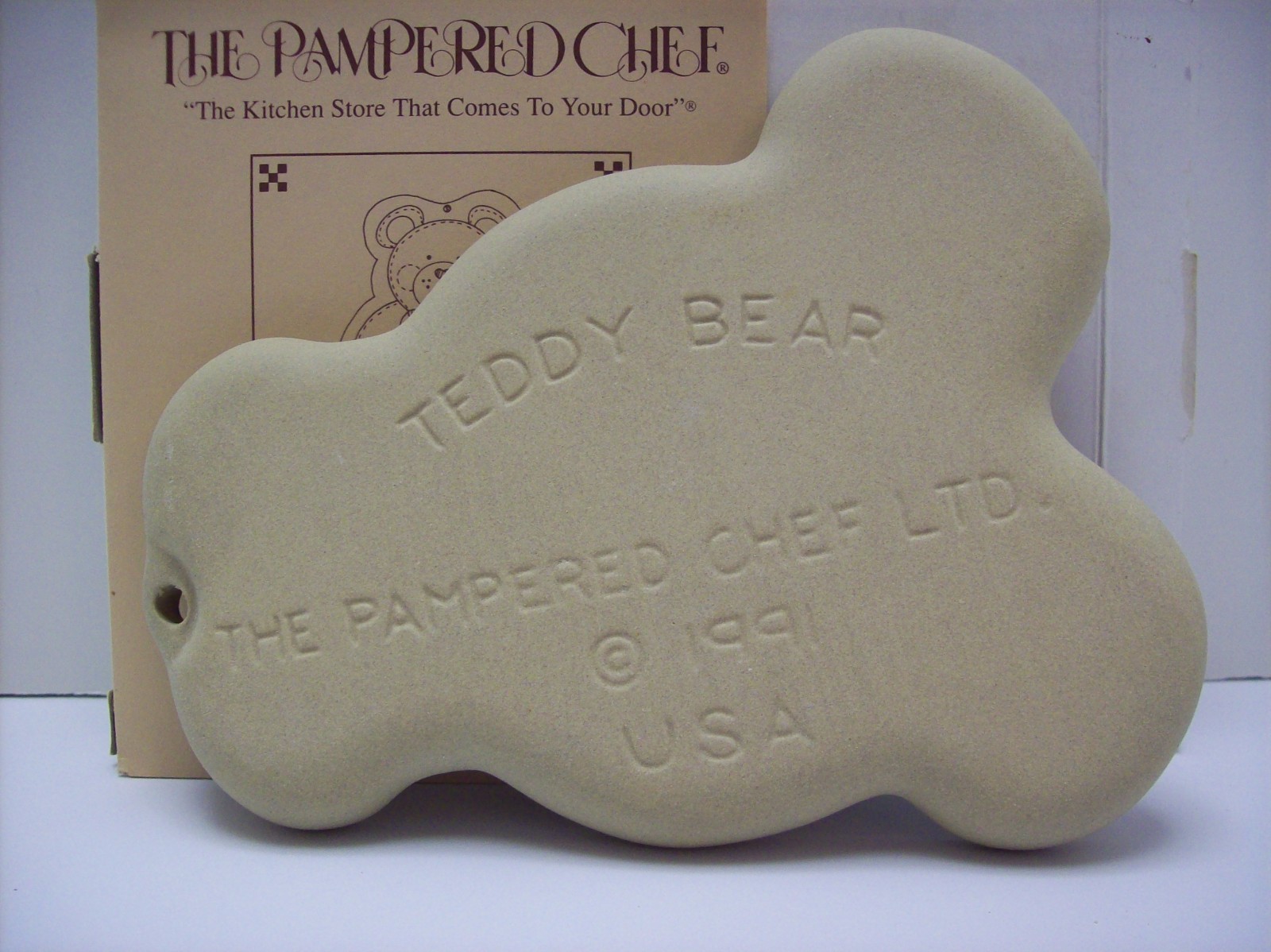Pampered Chef Teddy Bear With Heart Art Stoneware Cookie Mold 1991 6