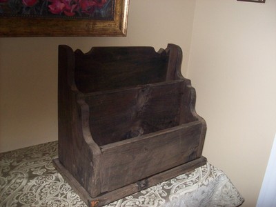 Antique Rustic Two Tier Magazine.  All Solid Wood. Great Condition
