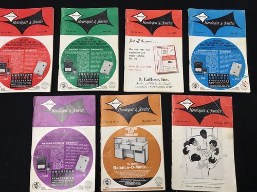 113 Qty - Lot of vintage American Horologist and Jeweler Magazine 1962 - 1976