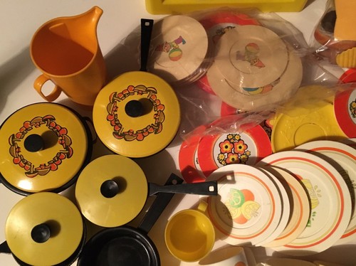Vintage Lot Chilton Play Plastic Flower Floral Plate Plates Cup Food Toy, Pepsi,