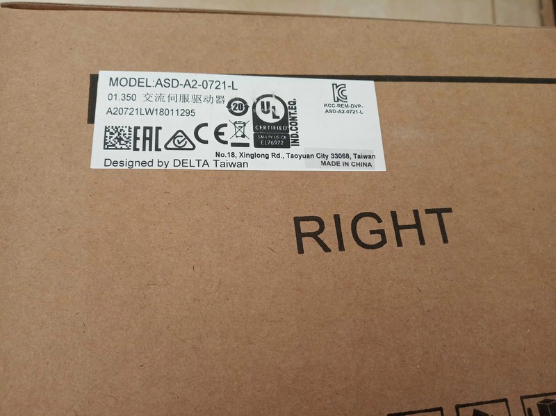 Delta 750W 3000rpm 2.39Nm brake ASD-A2-0721-L Servo + ECMA-C10807SH CANopen AC S