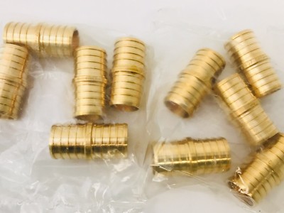 EFIELD 10 PCS 1'' X 1'' Barb Crimp PEX Straight Coupling Brass Fittings, Lead Free
