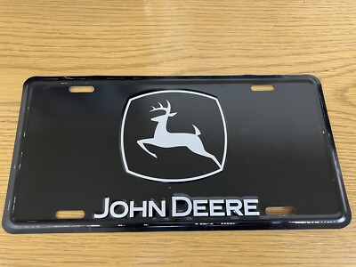John Deere Black Silver Logo Farm License Plate Sign 12''x6''  (SOME BLEMISHES)