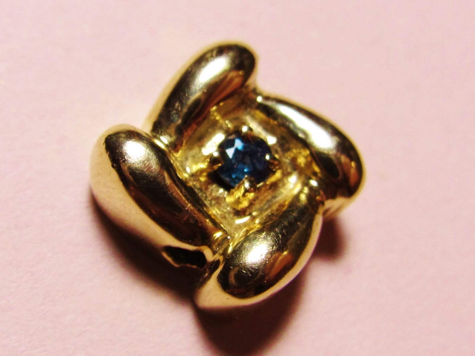 14K SLIDE BRACELET CHARM -SAPPHIRE- BY KLJCI  KLINE  3.0 GR