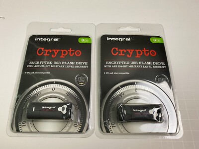8GB Integral Crypto FIPS 197 Encrypted USB Flash Drive AES 256-bit Max Security