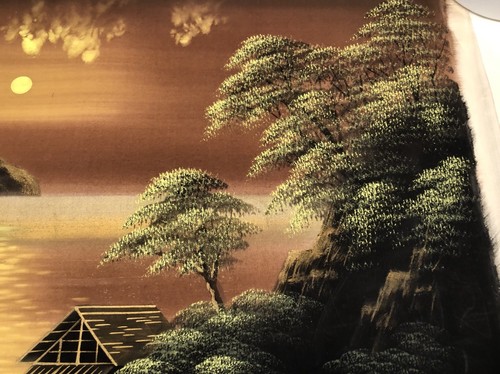 Very Nice Japanese Landscape Painting On Silk From 1950S Good Condition Nice