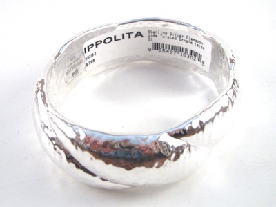 Pre-owned Ippolita Sterling Silver Glamazon Wide Twisted Bangle Bracelet Large Size 3 .925