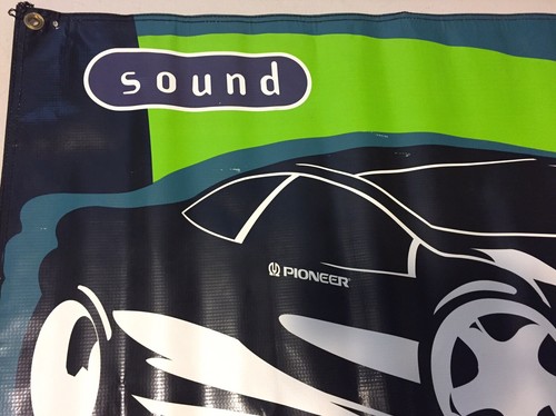Vtg Pioneer Car Audio Shop Banner install Sign 1995 Design 90s old school 2'x4'