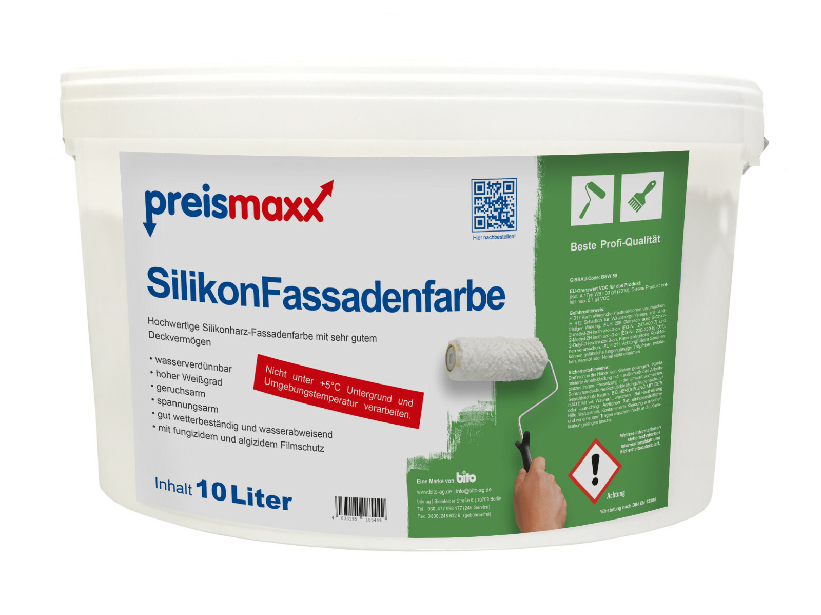 Preismaxx Silikonharz Fassadenfarbe Weiß Außen