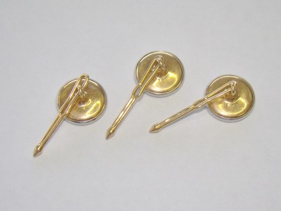 Antique Art Deco Signed 14K Yellow Gold Mother Of Pearl & Platinum Button Set