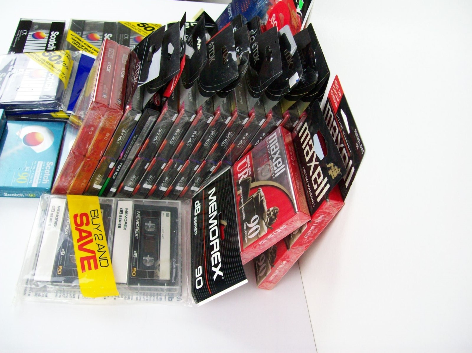 50 Blank Audio Cassette Tape Lot Sony TDK Memorex Maxell 60 90 Minutes  Sealed