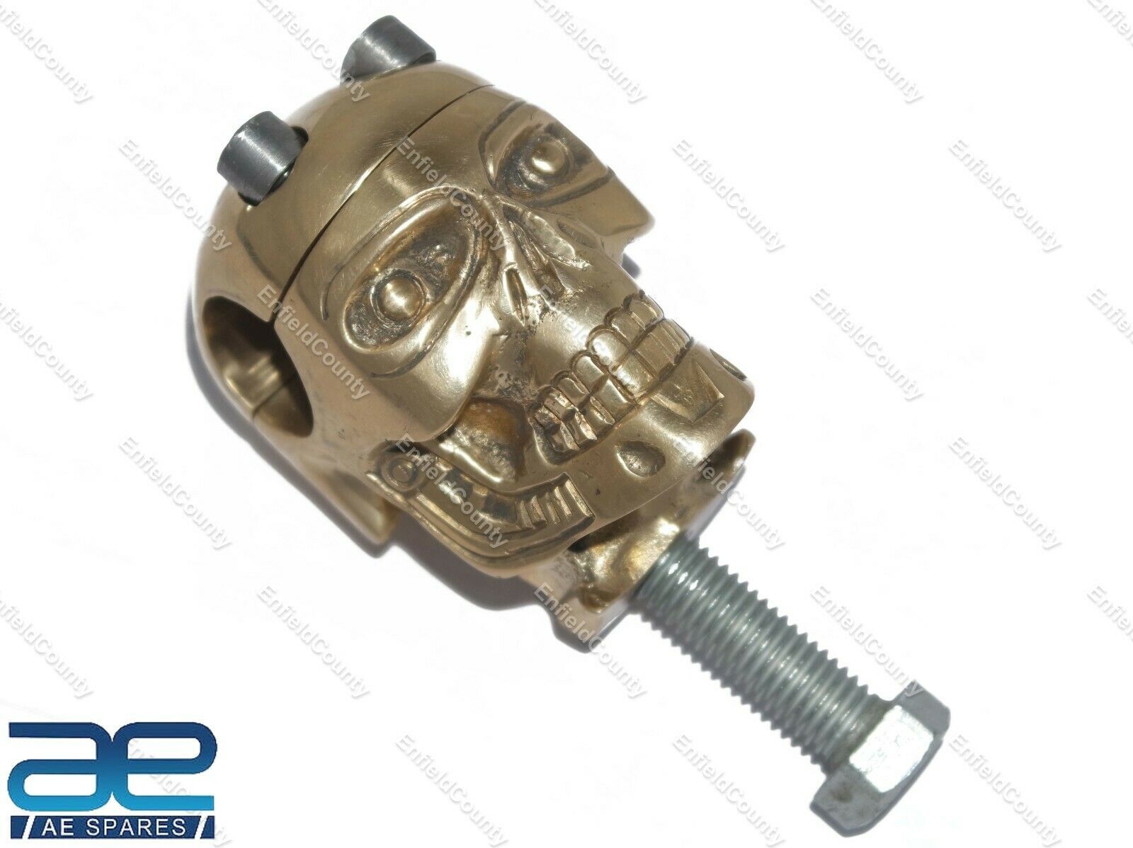 Skull Custom Brass Old School 7/8" Handlebar Risers for Harley Bobber 
