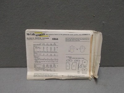 MENS SIZE Medium CUT MCCALLS 4866 PATTERN 1950s SHIRT LONG & SHORT SLEEVES