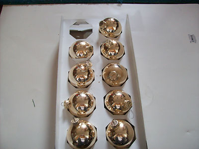 9 GOLD GLASS VINTAGE ORNAMENTS BY HOLIDAY TIME