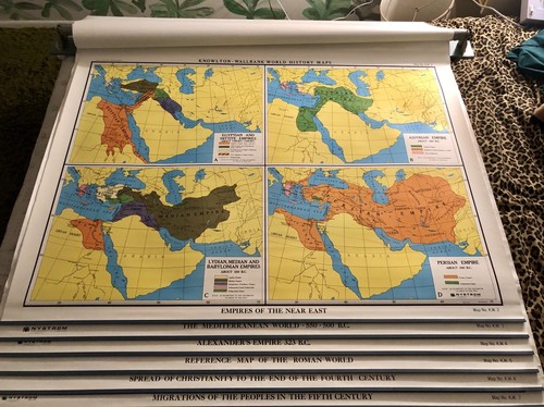 VINTAGE NYSTROM SCHOOL WALL MAP SET: WORLD HISTORY 7 MAPS ~ 1KW1-7 ~ GREAT COND