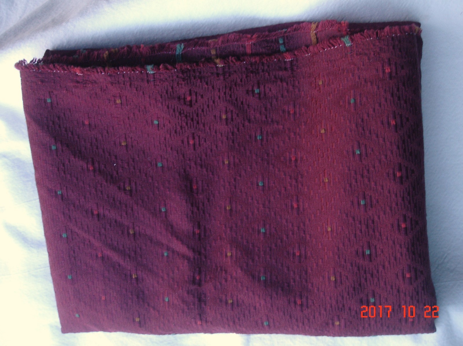 Burgundy/Red Upholstery Fabric Remnant 1 1/4 Yd.