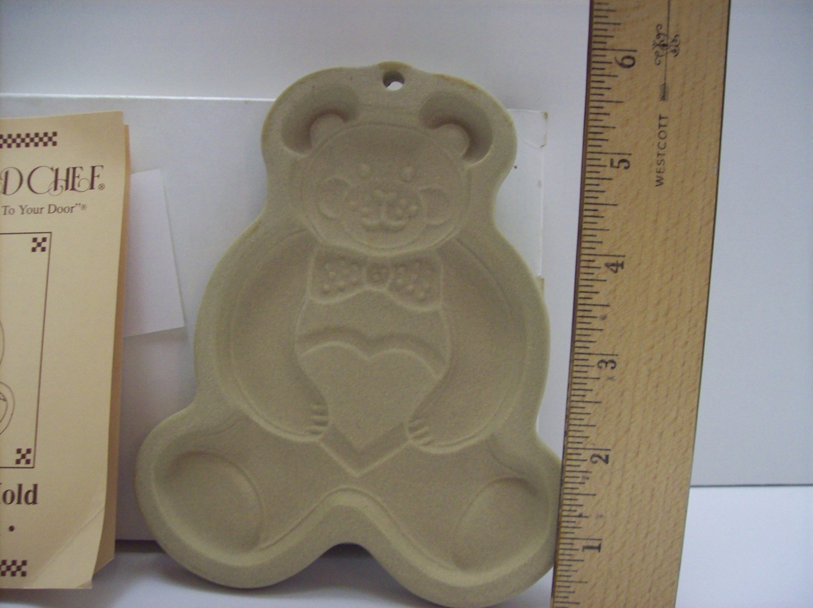 Pampered Chef Teddy Bear With Heart Art Stoneware Cookie Mold 1991 6