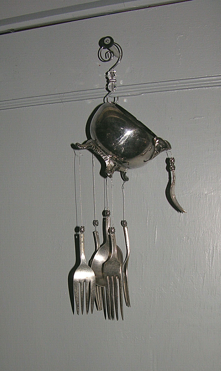Vintage Silverplate Wind Chime Hand Crafted Recycled Silverplate Wind Chime