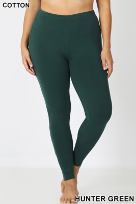 1X 2X 3X Athletic Fabric Wide Waist / Premium Cotton Long Yoga Leggings Pockets