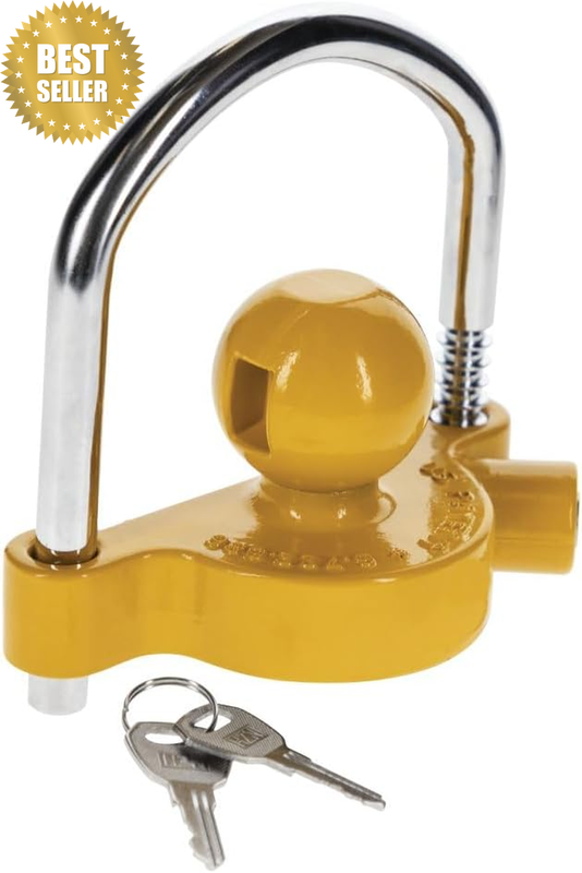 Towpower 72783 Coupler Lock, Adjustable Storage Security, Heavy-Duty Steel, Yell