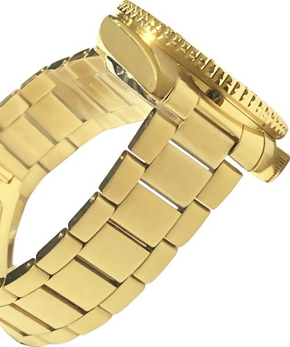 Pre-owned Seiko 5 Sports Automatic Srpe74 Gold Day Date Stainless Steel Bracelet Japan