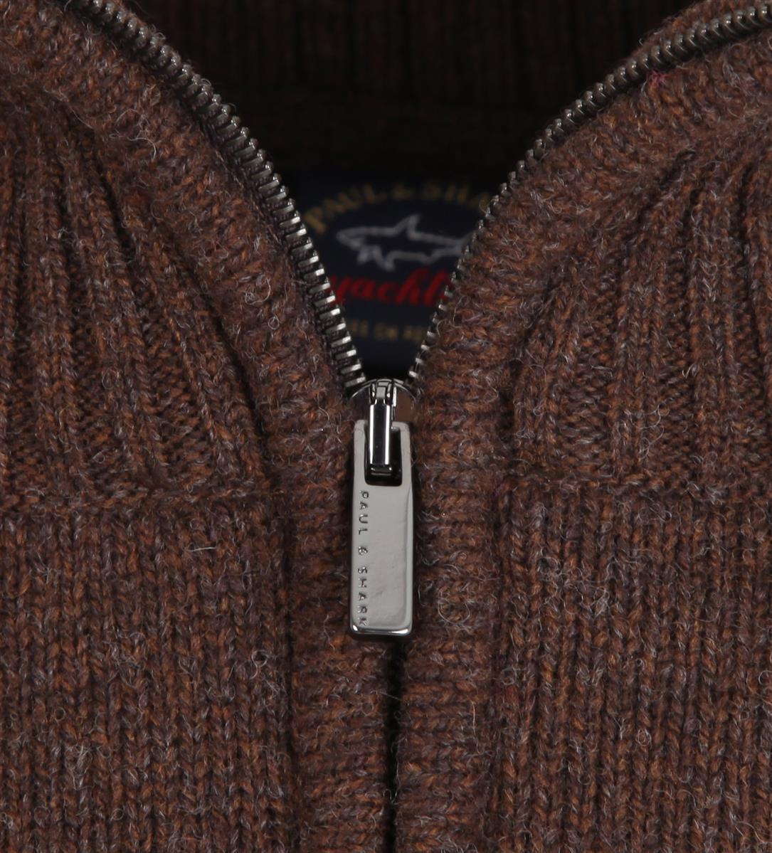 Pre-owned Paul & Shark Yachting Sweater Jumper Troyer Size Xl 100% Wool Zipper Brown