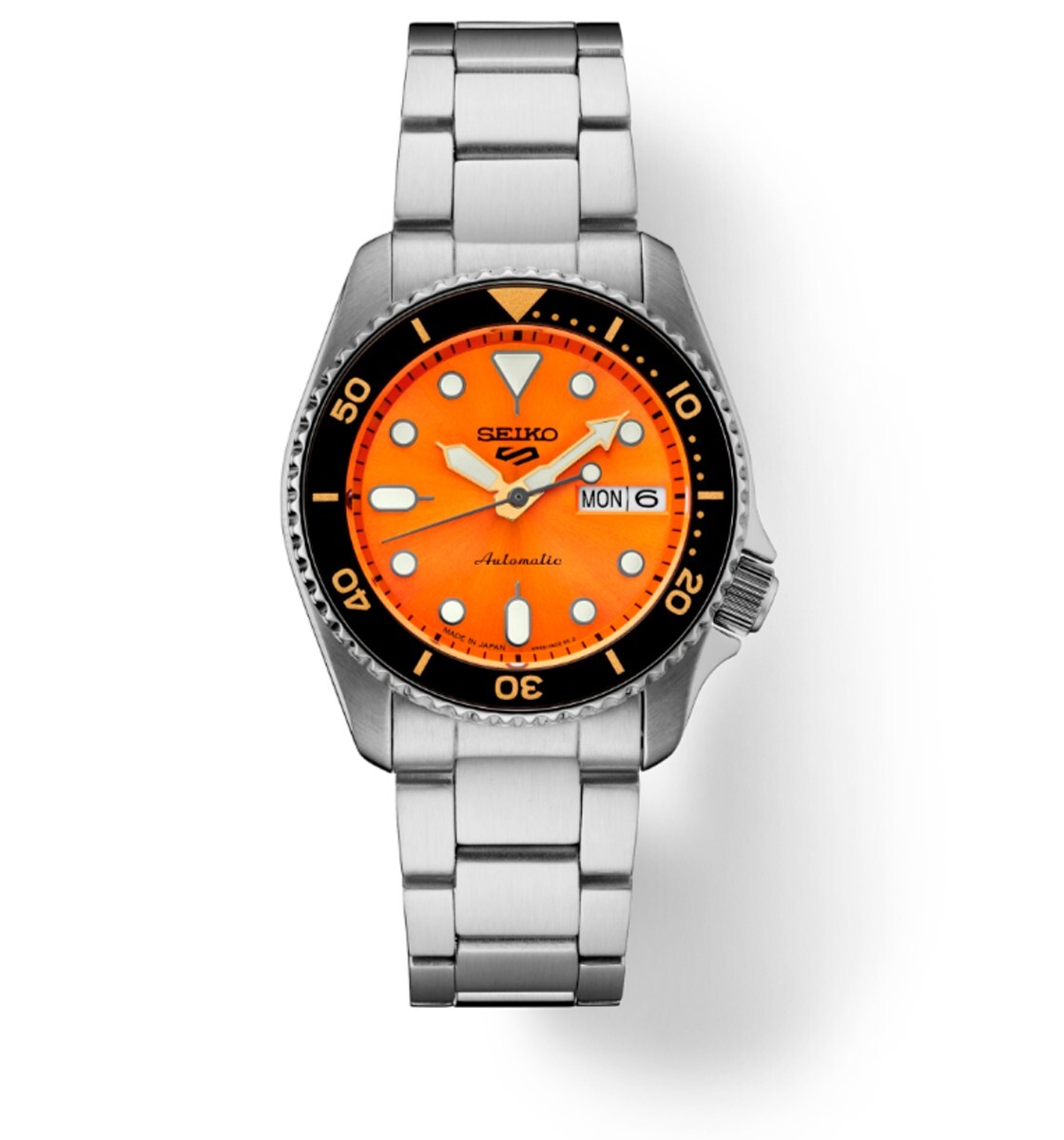 Pre-owned Seiko 5 Sports Srpk35 Automatic 10 Atm Water Resistant 38mm Orange Men's Watch