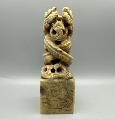 Customized Chinese Name Chop Seal Stamp Double Dragon Made of Stone - MIMI