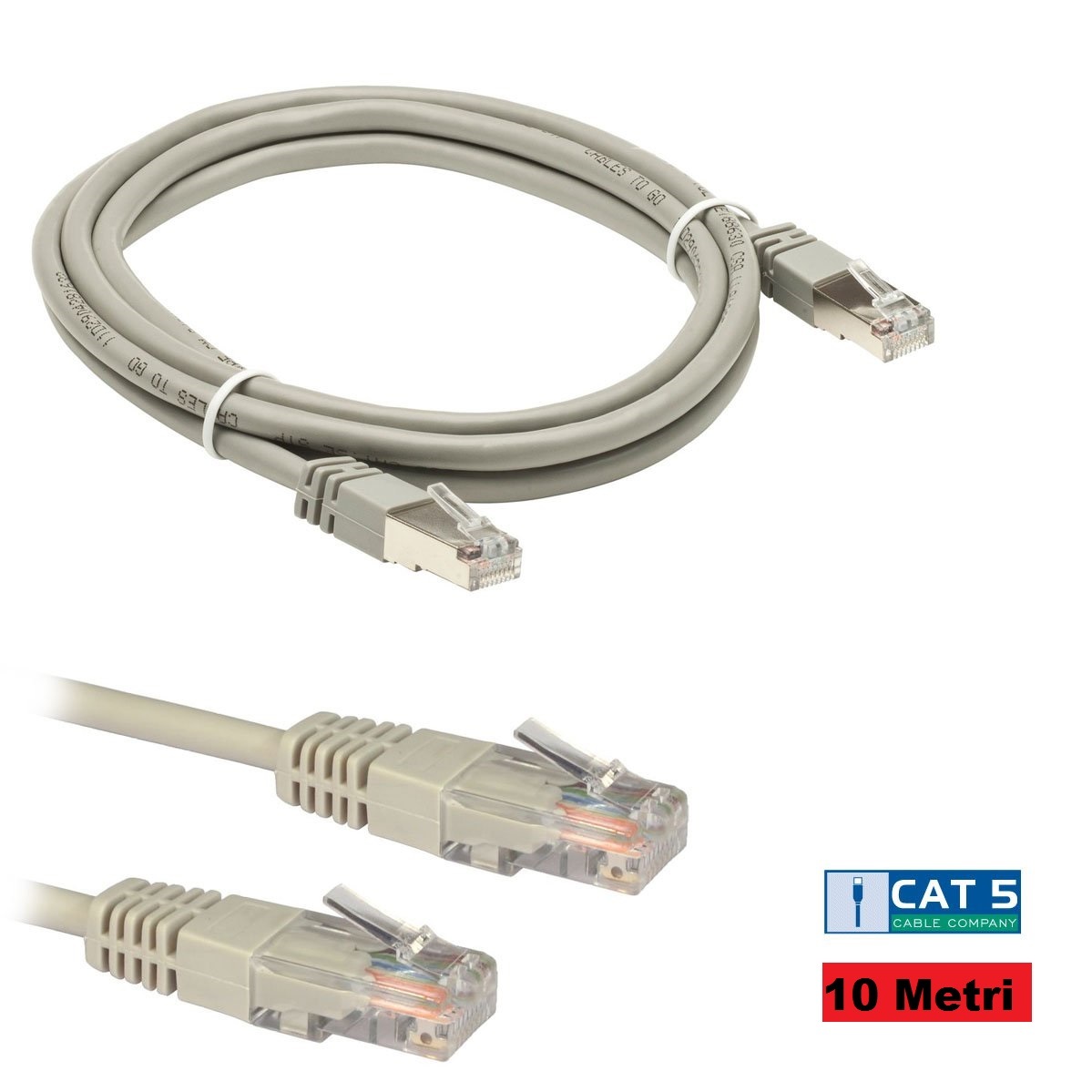 Cavo di Rete Patch Ethernet UTP Cat 5 Lan RJ45 Adsl Computer Cable 10 Metri hsb