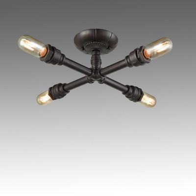 Vintage 4Lights Metal Water Pipe Chandelier Semi Flush Mount Ceiling Light Lamp
