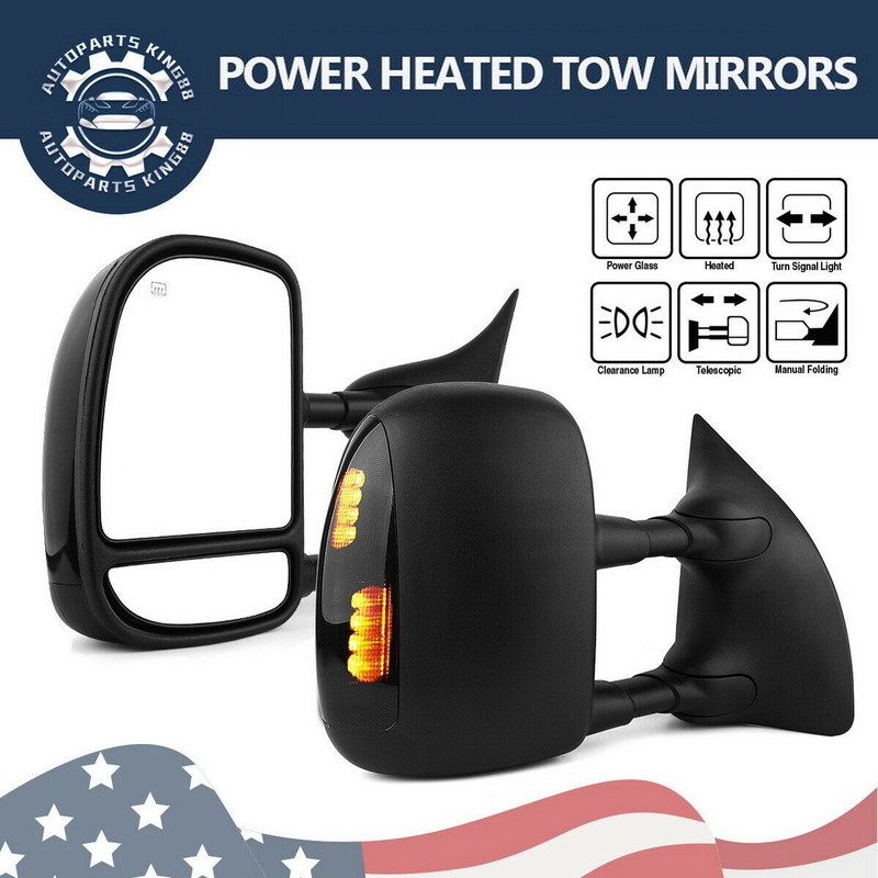 Pair Power Heated Towing Mirrors For 9907 Ford F250 F350 F450 F550