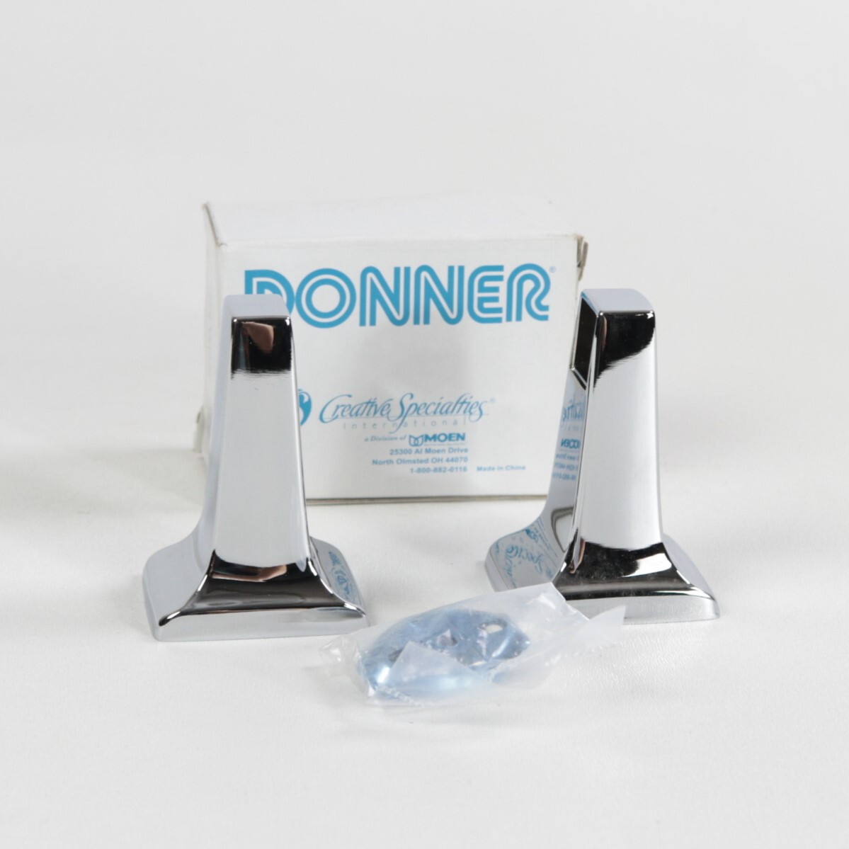 Vintage NOS Donner 510 Chrome Towel Bar Bracket Set, Pair of Posts