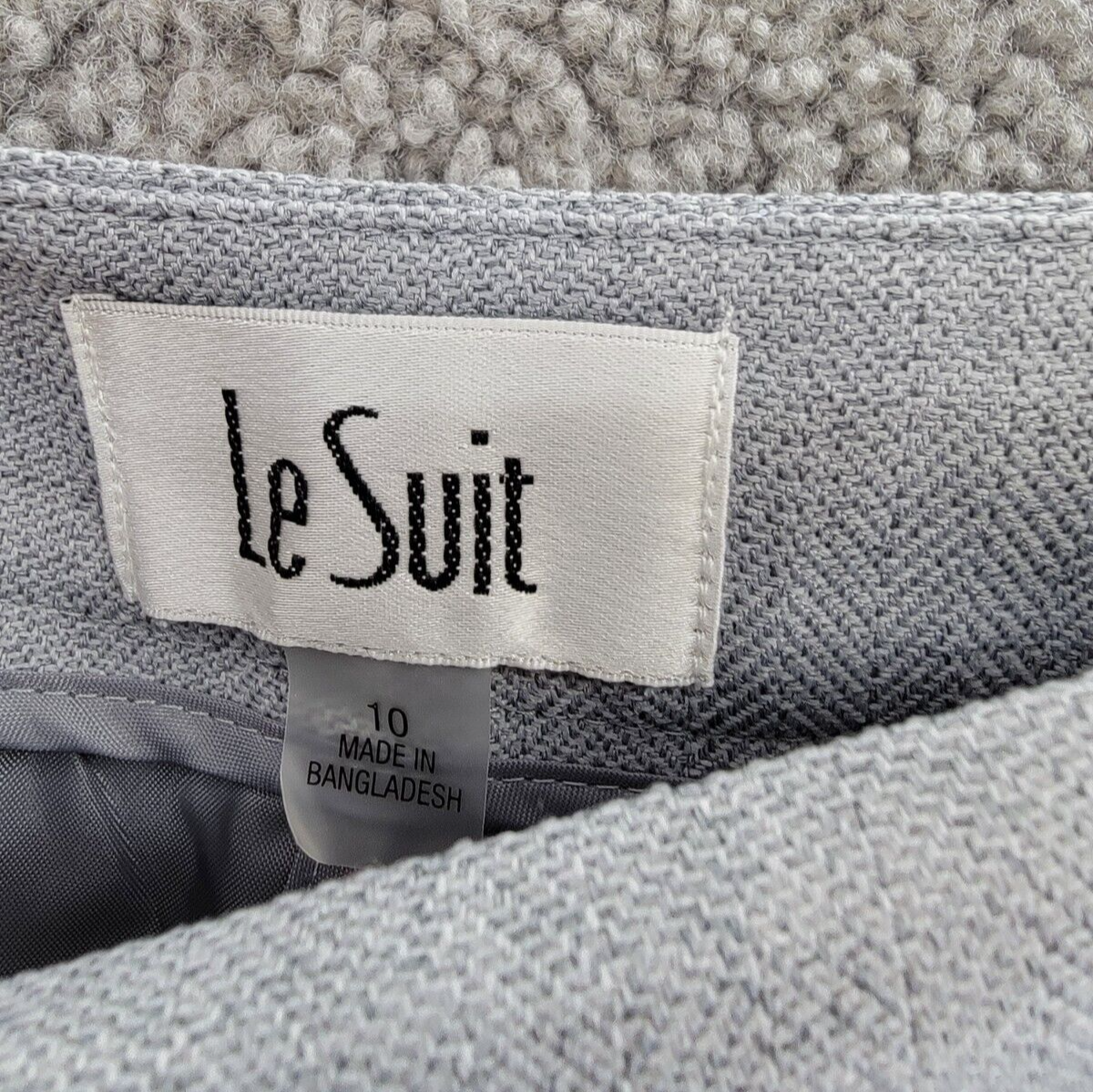 Le Suit High Rise Pants Women's 10 Granite Heather Pull On Style Pleat Front - Picture 9 of 16