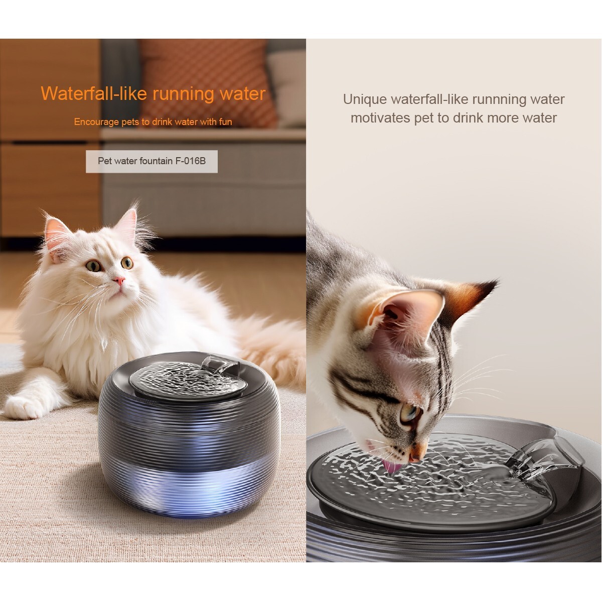 2.5 L  Translucent Pet Drinking Water Fountain Waterer for Cats Dogs-3 Colors 4U