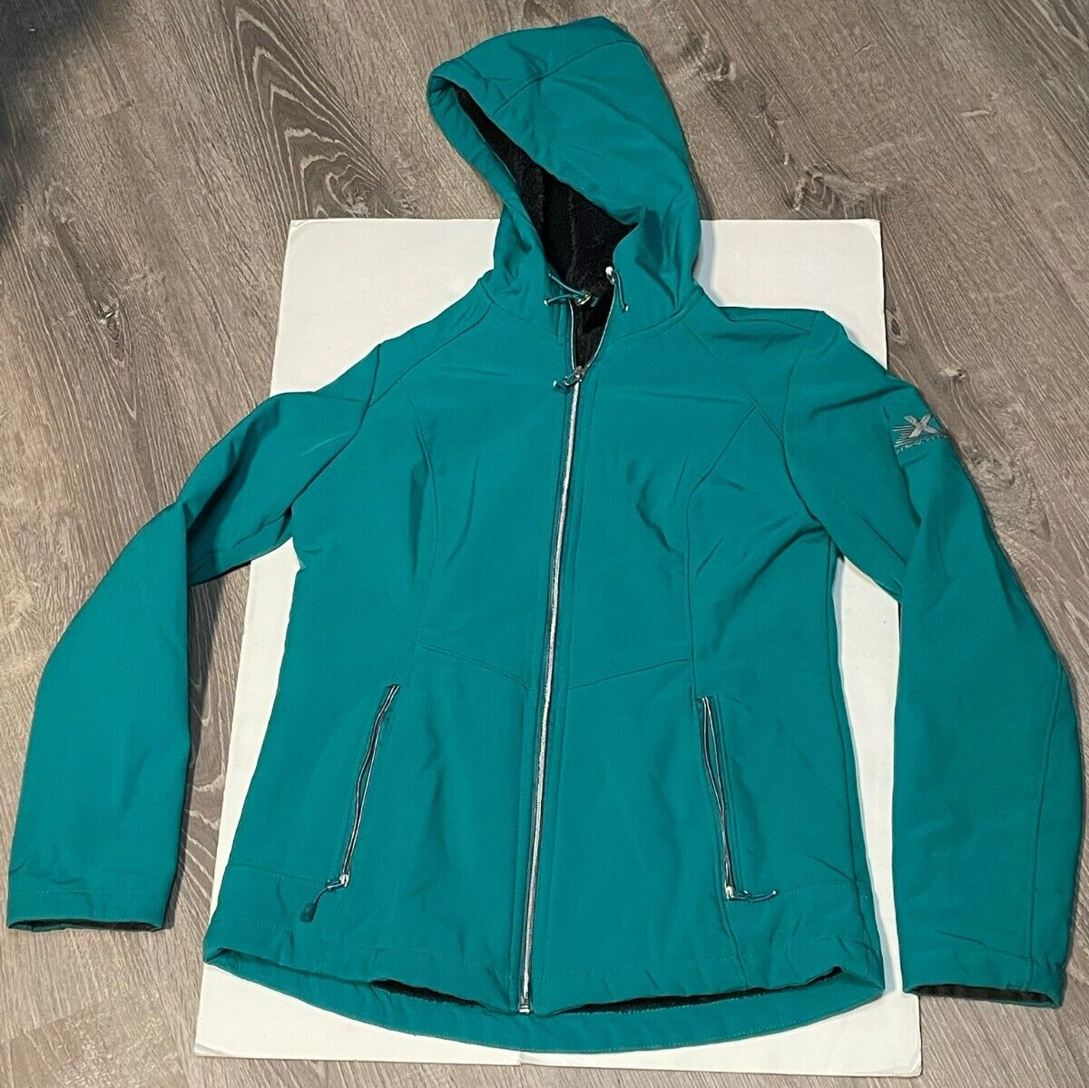 ZeroXposur hooded jacket women small full zip lined rain teal green