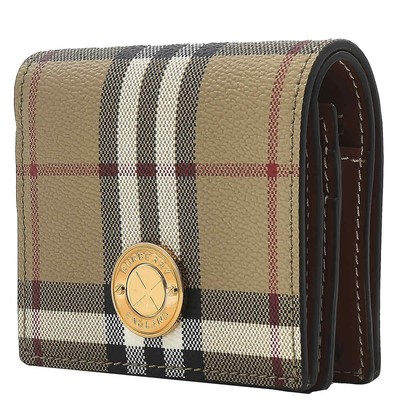 Pre-owned Burberry Ladies Archive Beige Check Folding Wallet 8070417
