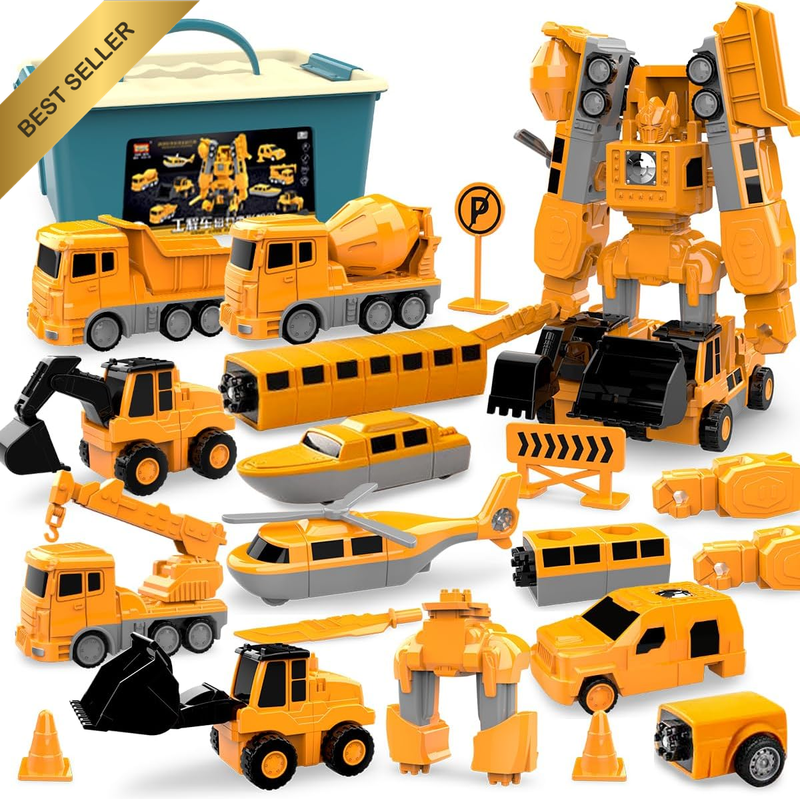 Magnetic Transform Engineering Toy Car, DIY Truck Assembled Robot with Storage B
