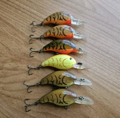 (6) Pre-Pradco Bandit 200 Series Crankbaits, Lot of 6 USED CRAW COLORS