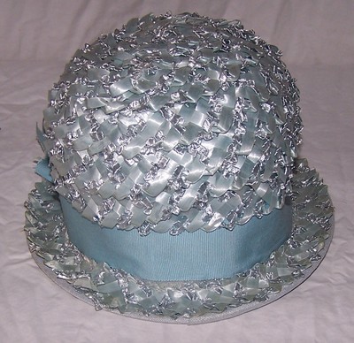 6199 VINTAGE Ladies Aqua Blue Straw Hat SUPER RARE USA Union#