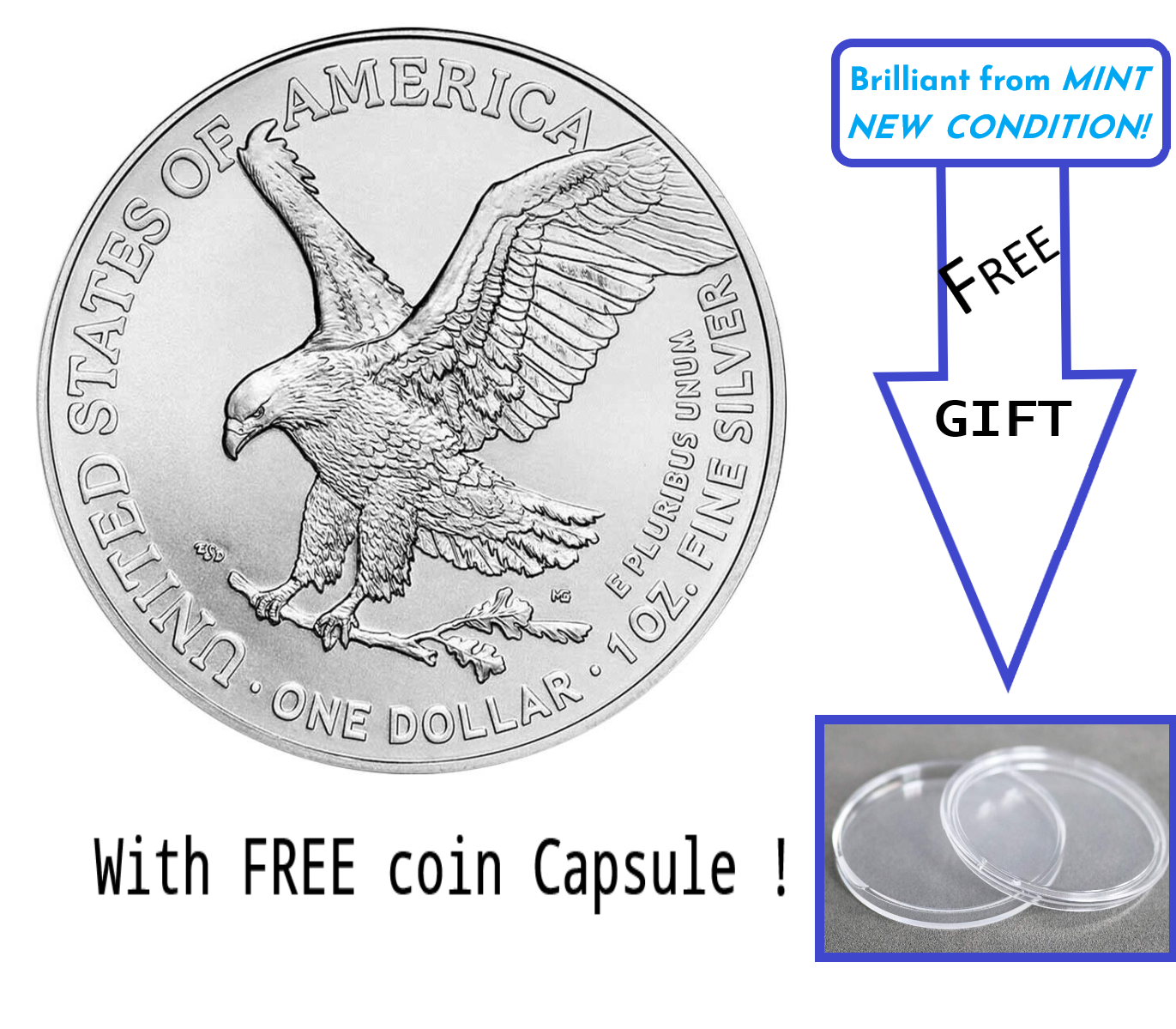 2021 - 1 oz American Silver Eagle (0.999) Fine Silver BU