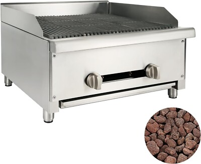 24''Commercial Charbroilers Propane Gas Countertop Broiler Char Grill W/Lava Rock