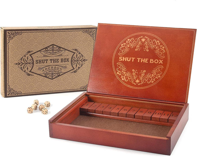 Dice Game，wooden Board Table Math Game With Lid - 6 Dice - Gift Pac